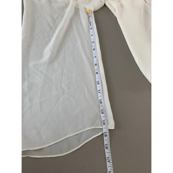 Max Studio Sheer Long Bell Sleeve Flowy Blouse Top White Women's Size Large - Picture 10 of 10